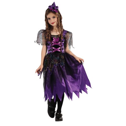Déguisement Sorcière Poussière D'étoiles Fille - Taille: S 4-6 Ans (110-120 Cm)