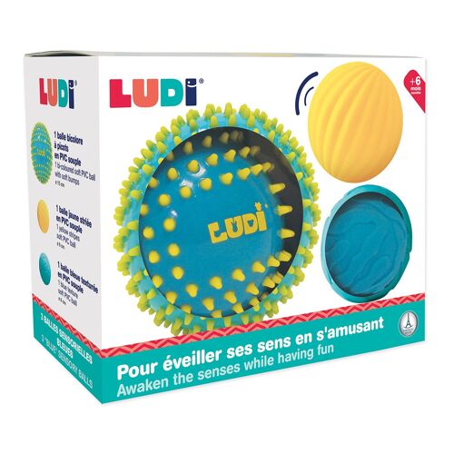LUDI BALLES SENSORIELLES Bleues par 3