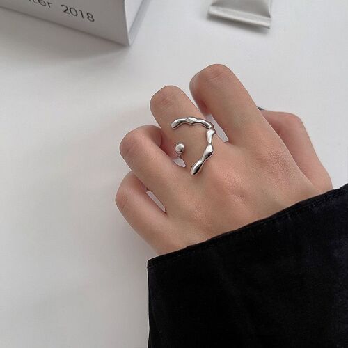 Bague Géométrique Double Ligne Creuse Irrégulière Pour Femme, Bijoux Ajustables, Design Unique, Document En Argent, Simple Et À La Mode