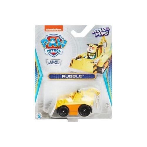 Set Pat Patrouille Aqua Pups En Métal : Ruben et son sous-marin Requin Marteau 8 Cm - Set Véhicule Miniature Jaune + 1 Carte offerte