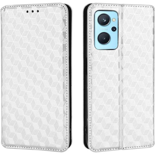 Housse Pour Oppo A76 4g(Oppo A96 4g) Etui, Pu/Tpu Retourner Cuir Coque Magnetique Portefeuille Protection Case Cover, Argent