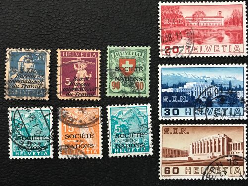 Suisse 9 Timbres De 1924 A 1938, Sdn & Bit, Yvert S57, S63, S69, S91, S92, 307, 308 & 309