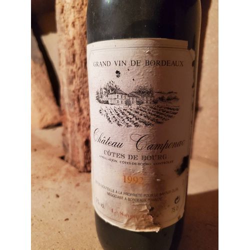 Bouteille Château Camponac Côtes De Bourg 1992 Bordeaux Vin Conservée En Cave De Terre