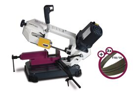 Scie à ruban portable à métaux 0-45° capacité de coupe ronde 105 mm 0,85 kW 230V avec 3 lames de scie supplémentaires Optisaw SP11V PACK