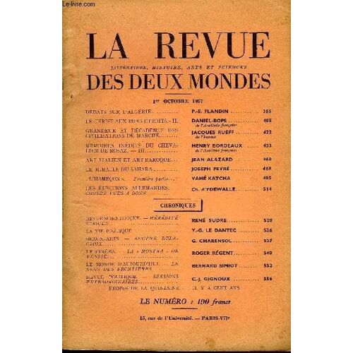 La Revue Litterature, Histoire, Arts Et Sciences Des Deux Mondes N°19 - Débats Sur L¿Algérie. P.-E. Flandin. Le Christ Aux Bras Étroits. - Ii. Daniel-Rops.De L'académie Française. Grandeur ...