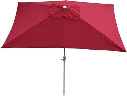 Parasol De Jardin 2x3m Rectangulaire Inclinable Polyester/Aluminium 4,5kg Bordeaux 04_0003891