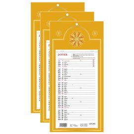 Oxford Lot De 3 Calendriers Mural Mensuel 16 X 33 Cm 12 Feuilles Jaune