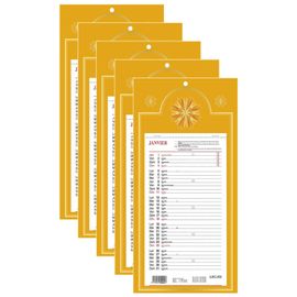 Oxford Lot De 5 Calendriers Mural Mensuel 16 X 33 Cm 12 Feuilles Jaune