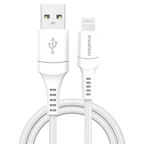 imoshion ¿Câble Lightning vers USB Non MFi Textile tressé 0,5 mètre Blanc