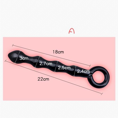 Godemichet Anal En Verre Pyrex Noir Pour Homme Et Femme, Godemiché Avec Perles À Double Tête Et Cristal, Pour Gay À La Masturbation, 4 Styles