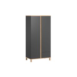 Armoire Scandinave Avec Penderie Et Étagères Gris Anthracite Et Bois Eilie