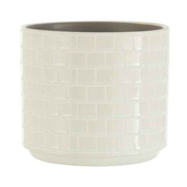 Paris Prix - Cache-Pot En Céramique "Brillant" 17cm Blanc
