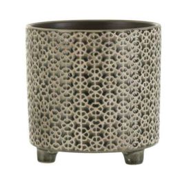 Paris Prix - Cache-Pot Déco En Céramique "Minada" 16cm Gris