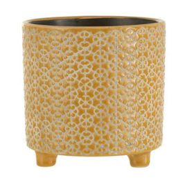 Paris Prix - Cache-Pot Déco En Céramique "Minada" 16cm Ocre