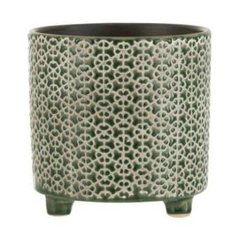 Paris Prix - Cache-Pot Déco En Céramique "Minada" 16cm Vert