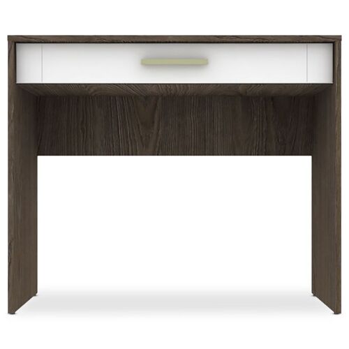 Console 1 Tiroir "Tenya" 90cm Chêne Foncé & Blanc