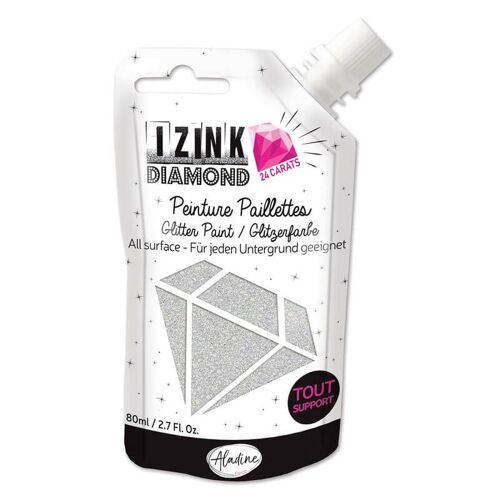Peinture Izink Diamond 24 Carats Argent 80ml