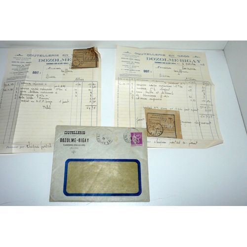 Coutellerie Dozolme-Bigay, Varennes-Sur-Allier, Lot De 2 Factures 1933
