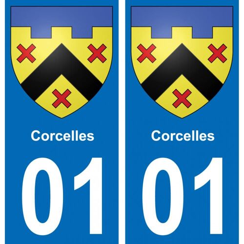 01 Corcelles Blason Autocollant Plaque Stickers Ville - Droits