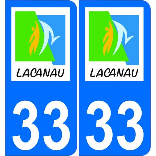 33 Lacanau Logo Autocollant Plaque Immatriculation Auto Ville Sticker Logo 232 - Arrondis