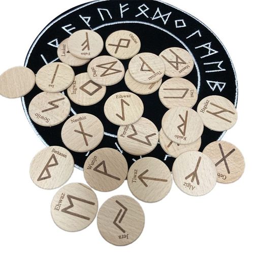 Kit De Pierres Runes En Bois Faites À La Main, 25 Pièces/Ensemble, Symboles Sculptés Naturels, Perles, Rune, Signe De Divination, Magicien, Accessoires De Rituel, Pendentif