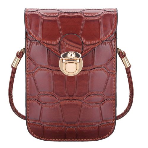 Mini Sacs À Main En Cuir De Crocodile Pour Femmes, Pochette Noire Argentée Pour Téléphone Portable, Sac À Bandoulière À Rabat