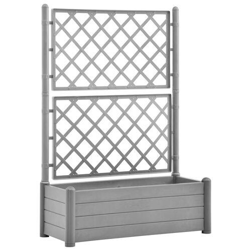 Vidaxl Jardinière Avec Treillis 100x43x142 Cm Pp Gris Pierre
