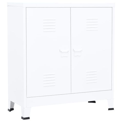 Vidaxl Coffre De Rangement Industriel Blanc 90x40x100 Cm Acier