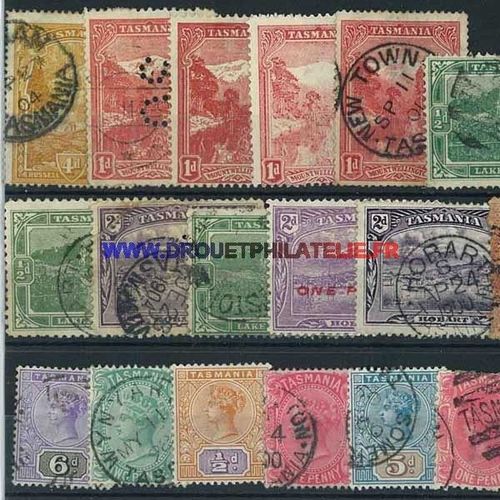 Tasmanie 10 Timbres Differents Obliteres