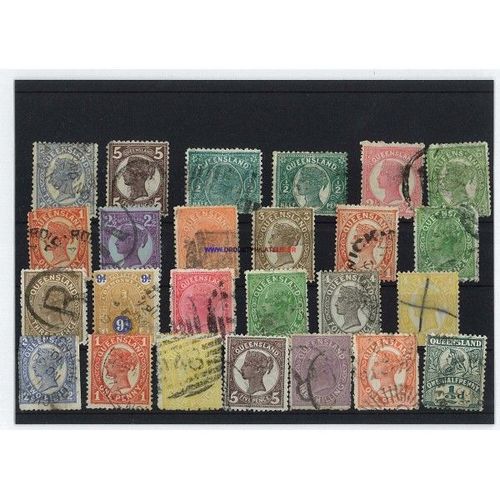 Queensland 25 Timbres Differents Obliteres