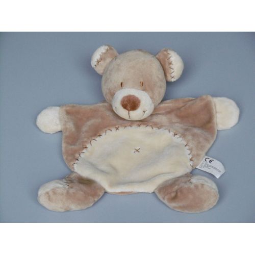 Doudou Ours Bastien Plat Marron Beige Nicotoy