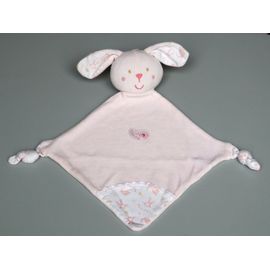 Doudou Lapin Plat Rose Sucre D'orge