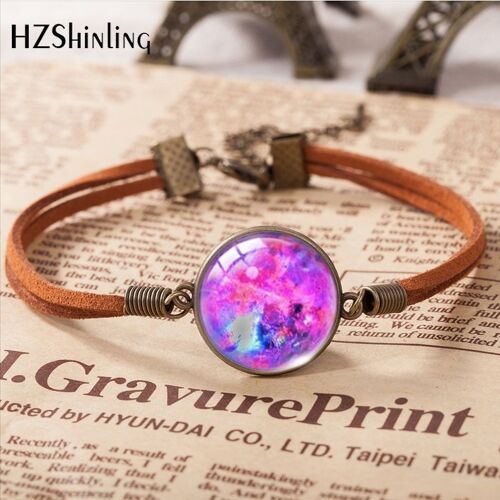 Bracelet En Cuir Motif Ciel Étoilé 2022, Accessoires D'art, Cabochon En Verre, Bijoux À La Mode, Cadeau