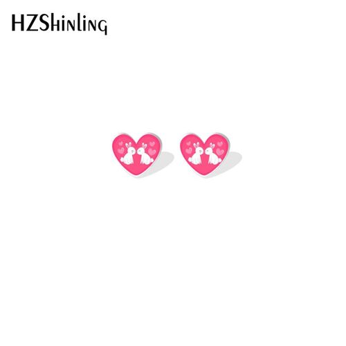 Boucles D'oreilles En Résine Époxy Pour Femme, Bijoux En Acrylique, Motif De Couple D'animaux, Saint-Valentin