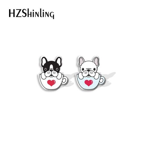 Boucles D'oreilles En Résine Acrylique Pour Filles, Bijoux D'oreille Xy, Maison De Bouledogue Français Kawaii, Animal De Compagnie, Dessin Animé, Motif Animal, Élection