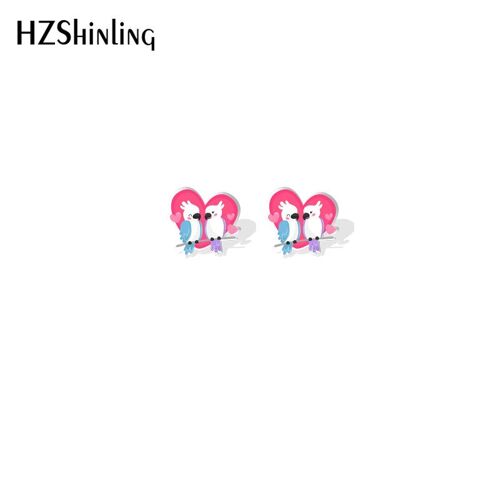 Boucles D'oreilles En Résine Époxy Pour Femme, Bijoux En Acrylique, Motif De Couple D'animaux, Saint-Valentin