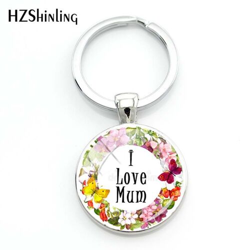 Porte-Clés Super Mama Avec Clé Ronde En Verre, Accessoires De Sac Pendentif, Bijoux À La Mode, Joi Love Mum Dinner To Hot, 2020