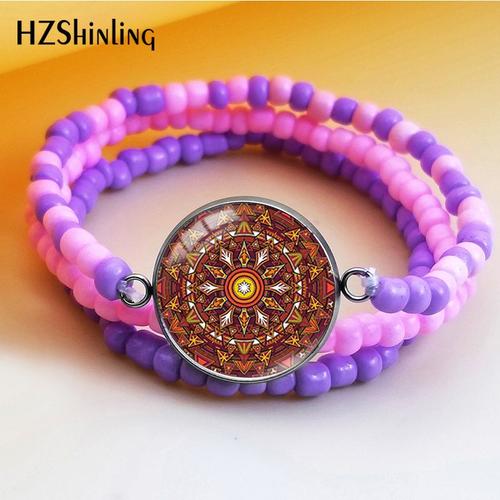 Ensemble De Bracelets Style Bohème, Cabochon En Verre, Fleurs, Pendentifs En Forme De Dôme, Bijoux À La Mode