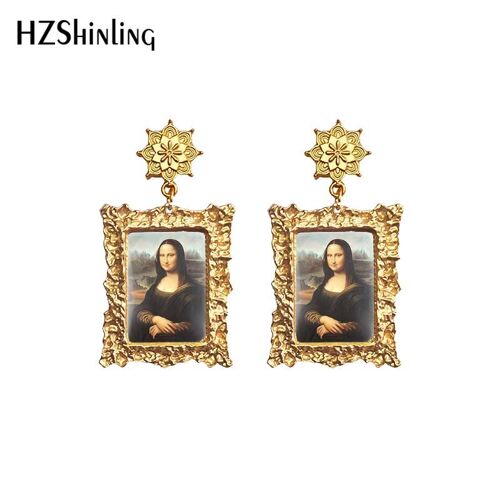 Boucles D'oreilles En Perles Pour Filles, Peintures Du Monde, Mona Lisa, Nuit Étoilée, Bijoux En Plaqué Antique