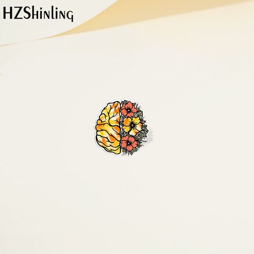 Épinglette En Résine Acrylique De Dessin Animé De Santé Mentale, Coeur Avec Des Fleurs, Papillon, Épinglettes D'élection, Accessoires De Bijoux De Mode, 2022