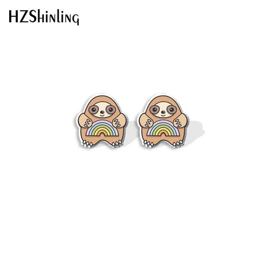 Boucles D'oreilles Dessin Animé Crème Glacée Alpaga Paresseux Arc-En-Ciel, Bijoux En Résine Époxy Pour Femmes, 2022