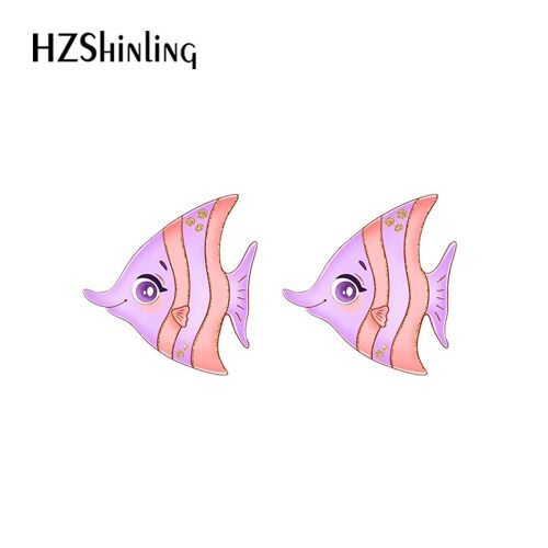 Boucles D'oreilles Dessin Animé Sous-Marin Océan Mer Animal Poisson Crabe Poulpe Boucles D'oreilles Acrylique, Bijoux En Résine Époxy Pour Femmes