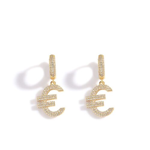 Boucles D'oreilles À Tige Hip Hop Brillantes Exquises Pour Hommes, Conception De Symboles Européens Simples, Mode Rétro Pour Hommes, Entièrement En Cuivre, Entièrement Contre-Indiqué