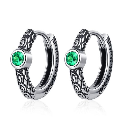 Boucles D'oreilles Rondes En Zircone Pour Femmes, Vintage, Vert, Petits Cercles Gravés, Rune Délicate, Bijoux De Fête De Mariage, Accessoires Hypoallergéniques