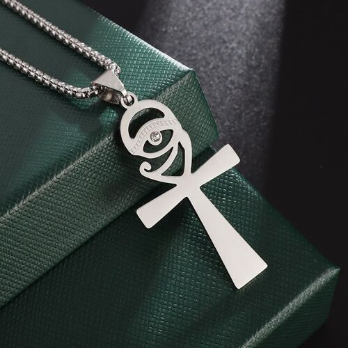 Pendentif ?il D'horus En Cristal Égyptien Tutankhamon, Acier Inoxydable, Collier Wedjat, Croix Ankh, Bijoux Mauvais ?il, Prairie Mystérieuse