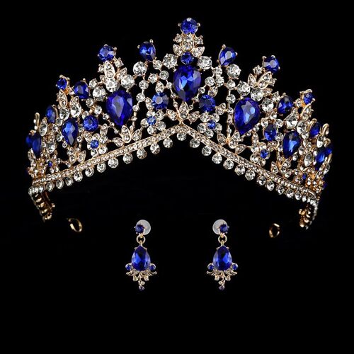 Couronne De Mariage Avec Boucle D'oreille, Diadème De Patients De Reine, Bande De Sauna En Biscuits De Luxe, Ornements De Bijoux De Cheveux De Mariée, Diadème De Patients