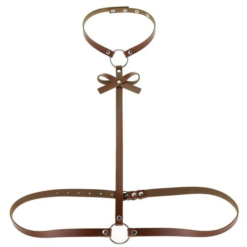 Harnais En Cuir Avec Noeud, Ceinture Gothique, Chaîne De Taille Pour Femmes, Festival, Filles, Lingerie Punk, Harnais Cage, Bijoux Rave Baby