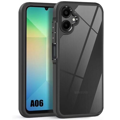 Coque Pour Samsung Galaxy A06 - Protection Antichoc Silicone Noir Avec Dos Transparent En Pc - E.F.Connection