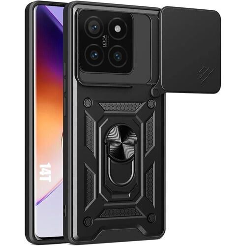 Coque Pour Xiaomi 14t - Noir Bumper Antichoc Avec 360° Bague Anneau Support - E.F.Connection