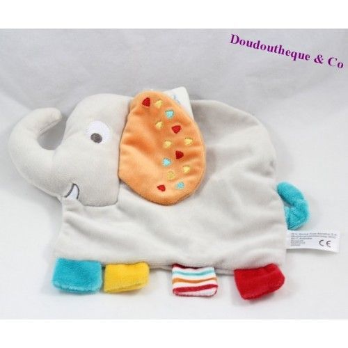 Doudou Plat Éléphant Simba Toys Gris Orange 19 Cm